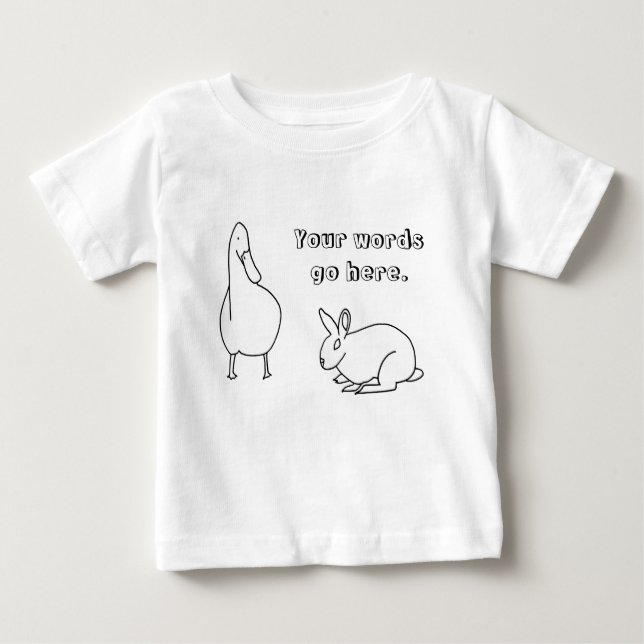 Cute Duck and Rabbit Drawing Your Text tshirts (Front)