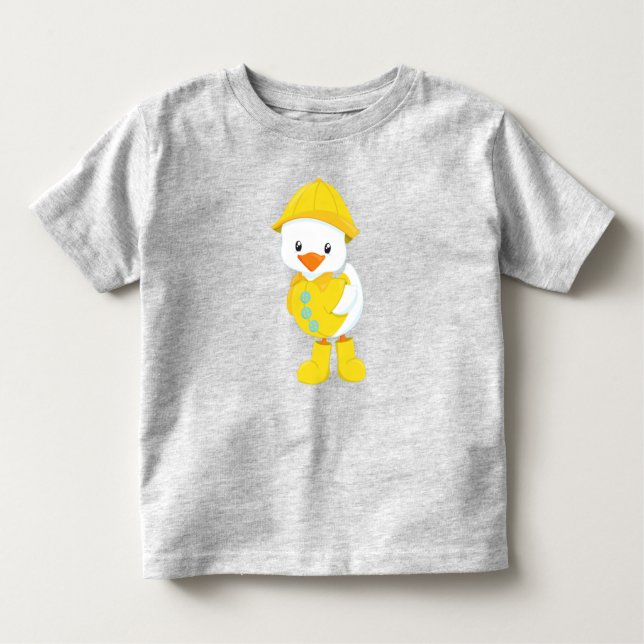 Cute Duck, Baby Duck, Duck In Raincoat, Rain Toddler T-Shirt (Front)