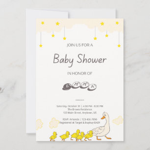 Cute Duck Baby Shower Illustration Minimal Style Invitation