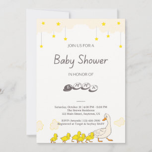 Cute Duck Baby Shower Illustration Minimal Style Invitation