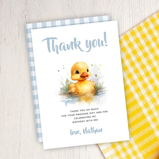 Cute Duck Birthday Flat Thank You Card (Creator Uploaded)