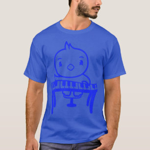 Cute Duck Chick Bird Playing Keyboard Piano Music T-Shirt