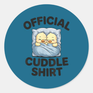 Cute Duck Couple Snuggle Cuddle  Classic Round Sticker