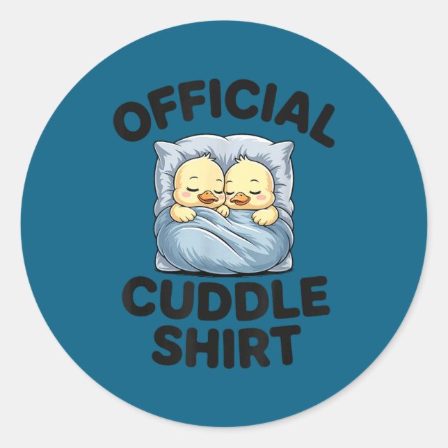 Cute Duck Couple Snuggle Cuddle  Classic Round Sticker (Front)