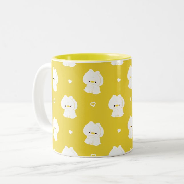 Cute Duck Couple Two-Tone Coffee Mug (Front Left)