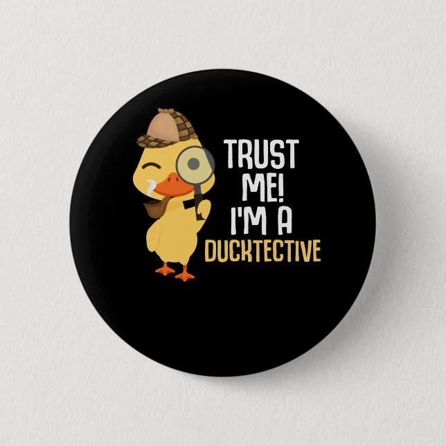 Cute Duck Detective Animal Humour Duck Lover 6 Cm Round Badge (Front)