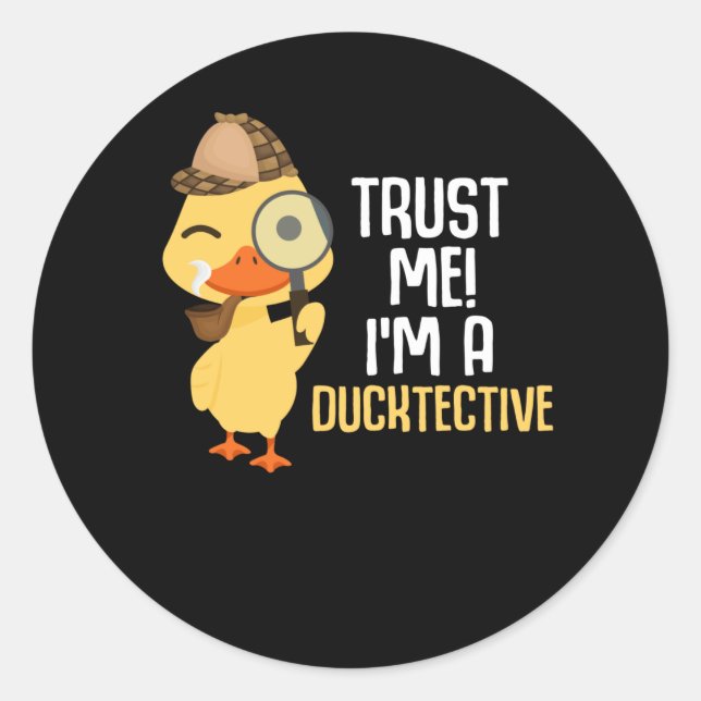 Cute Duck Detective Animal Humour Duck Lover Classic Round Sticker (Front)