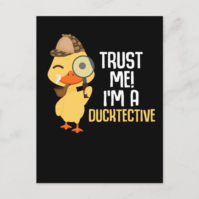 Cute Duck Detective Animal Humour Duck Lover Postcard (Front)