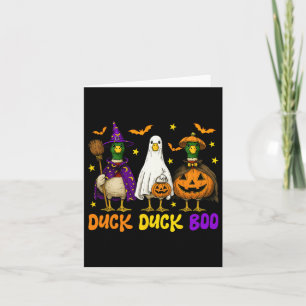 Cute Duck Duck Boo Funny Spooky Goose Halloween Fa Card