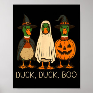 Cute Duck Duck Boo Funny Spooky Goose Halloween Fa Poster