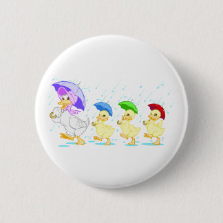 Cute Duck Family in Rain 6 Cm Round Badge