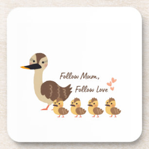 Cute Duck Family Marble Drink Coaster