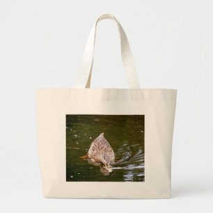 Cute Duck Feeding Large Tote Bag