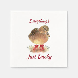 Cute Duck Fun Quote " Everything is Just Ducky"  Napkin