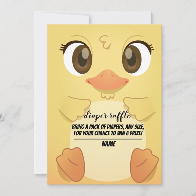 cute duck gender neutral diaper raffle cards (Front)