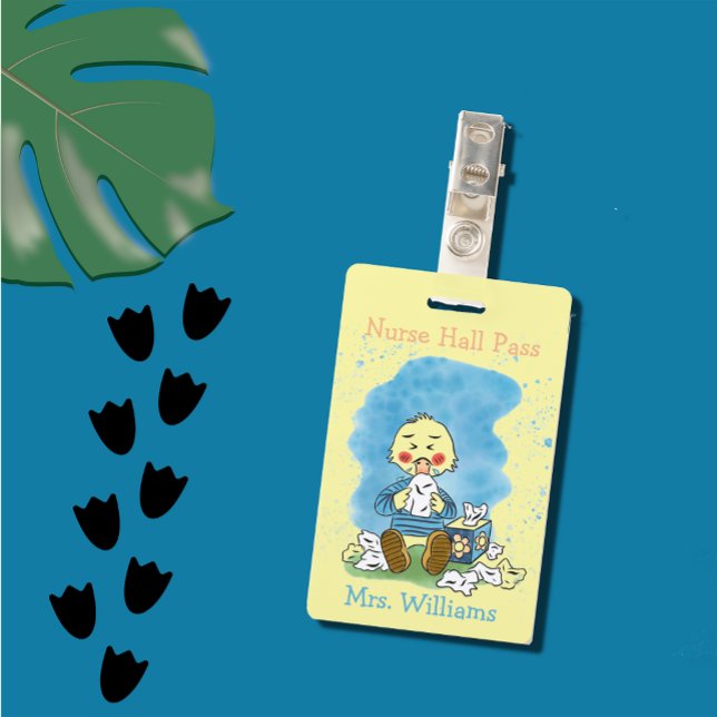 Cute Duck Nurse Yellow Hall Pass Badge ID Badge (Creator Uploaded)