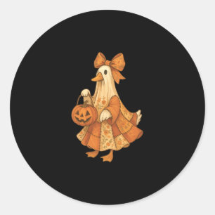 Cute Duck Patchwork Halloween Party Classic Round Sticker