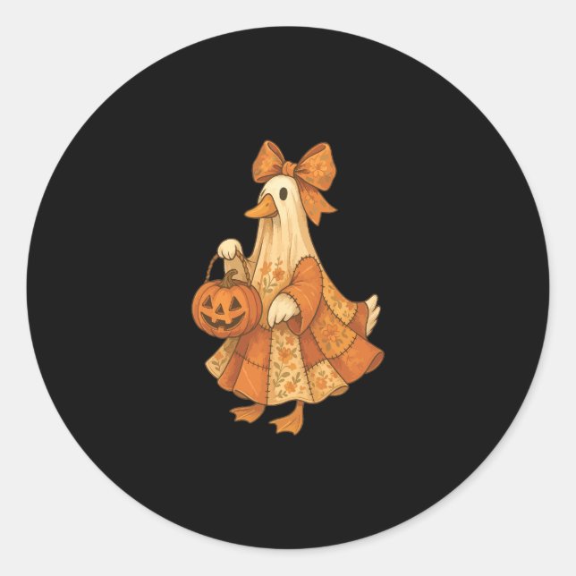 Cute Duck Patchwork Halloween Party Classic Round Sticker (Front)