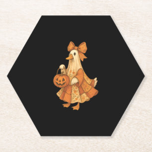 Cute Duck Patchwork Halloween Party Paper Coaster