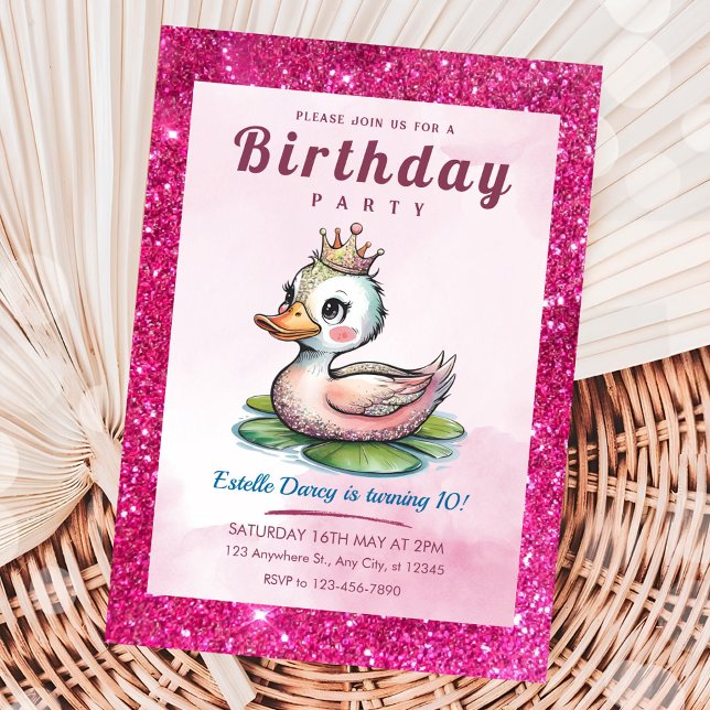 Cute duck princess birthday invitations (Creator Uploaded)