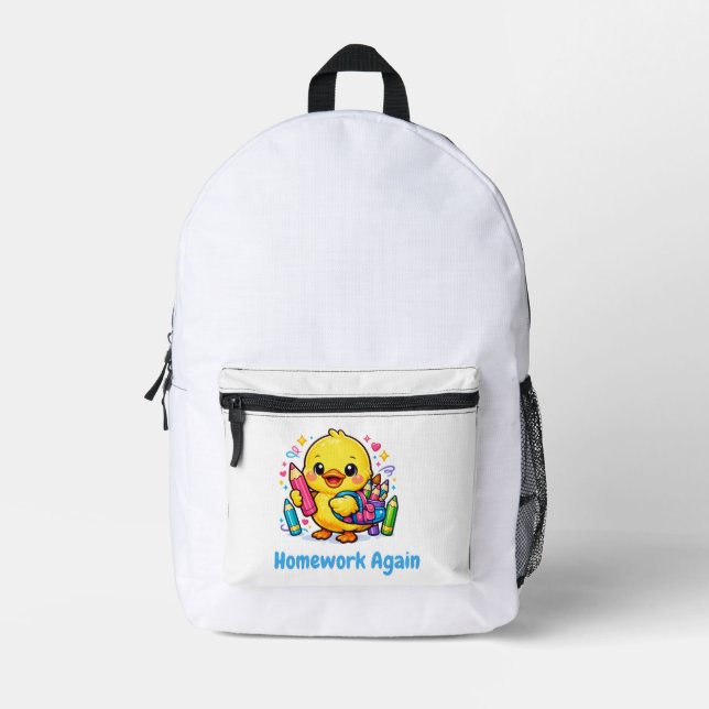 Cute Duck Printed School Backpack for Kids (Front)