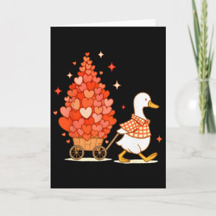 Cute Duck Pulling Heart Cart Funny Valentine Gift  Card