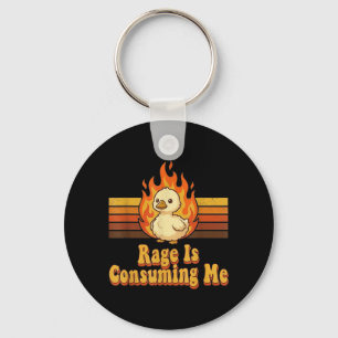 Cute Duck Rage Is Consuming Me Funny Retro Duck Key Ring