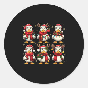 Cute Duck Santa Christmas Lights Funny Xmas Animal Classic Round Sticker