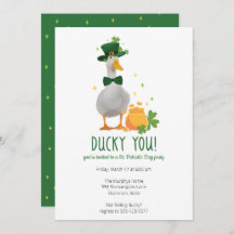 Cute Duck St. Patrick's Day Party Invitation