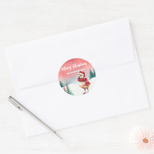 Cute duck Swan zoo Santa Christmas party kids Classic Round Sticker