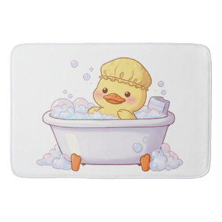 Cute Duck Taking a Bubble Bath Bath Mat