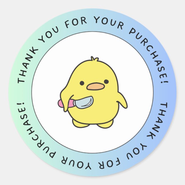 Cute Duck Thank You Sticker (Front)