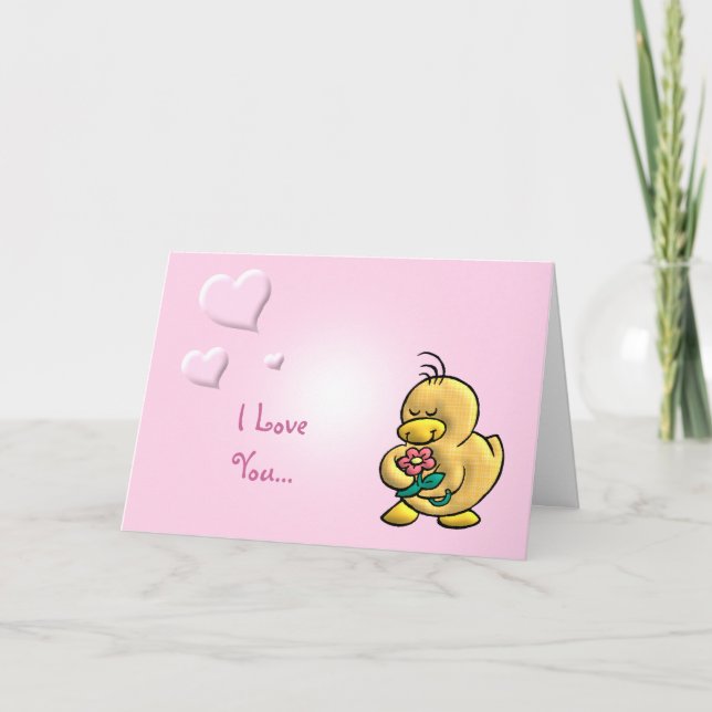 Cute Duck Valentine Holiday Card (Front)