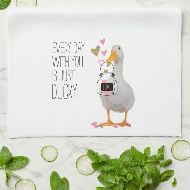Cute Duck Valentine Tea Towel (Folded)