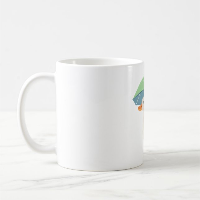 cute duck with umbrella coffee mug (Left)