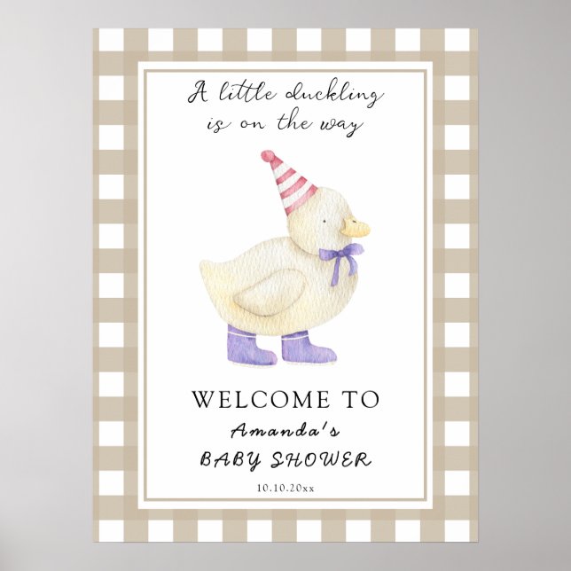 Cute Duckling Baby Shower Poster (Front)