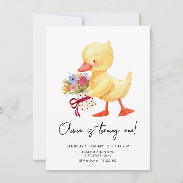 Cute Duckling Birthday Invitation (Front)