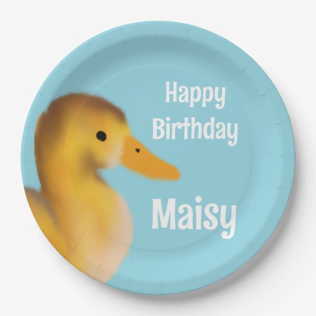 Cute Duckling Birthday  Paper Plate (Front)
