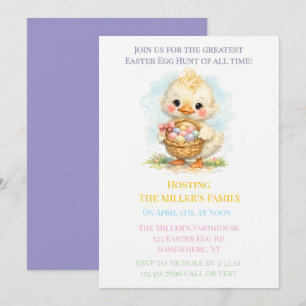 Cute Duckling Easter Egg Hunt Party Invitation