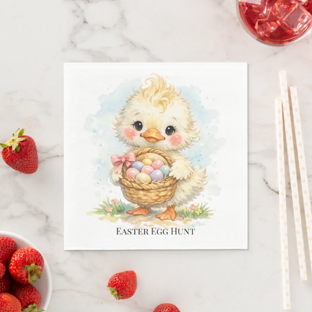 Cute Duckling Easter Egg Party Napkin (Insitu)