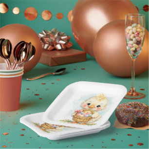 Cute Duckling Easter Egg Party Paper Plate