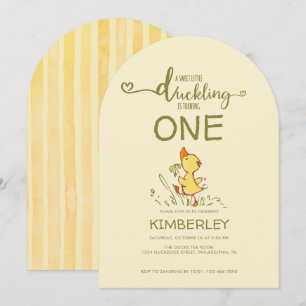 Cute Duckling First Birthday Party Invitation