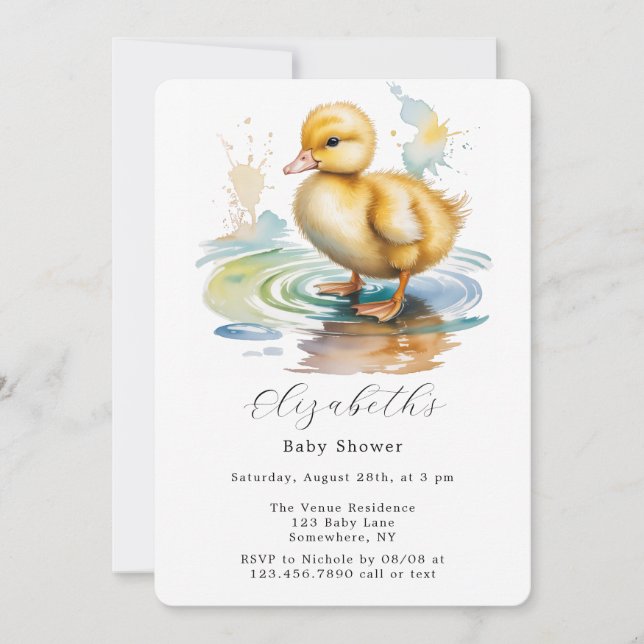 Cute Duckling Gender Neutral Baby Shower Invitation (Front)