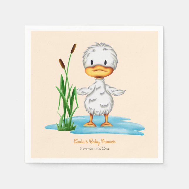 Cute Duckling Gender Neutral Baby Shower Napkin (Front)