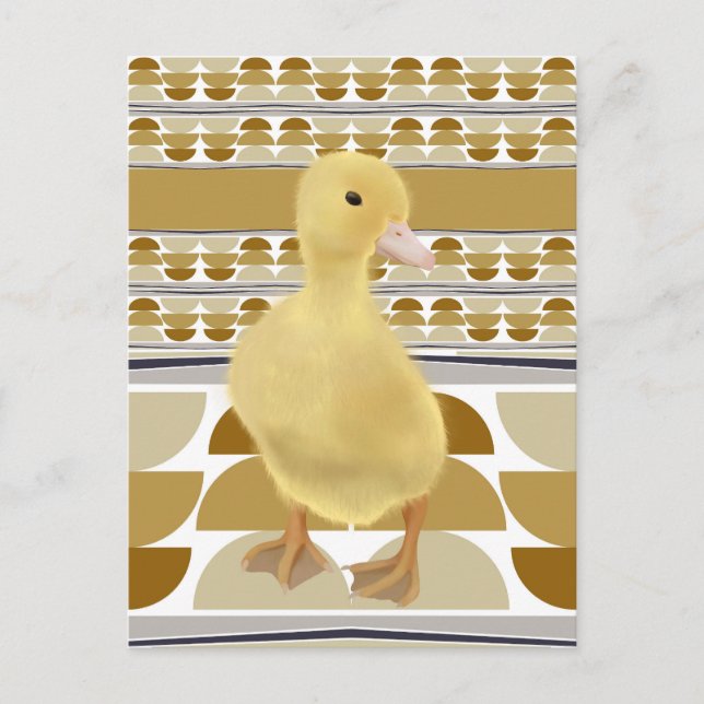 Cute Duckling Golden Brown Semi Circle Geometric Postcard (Front)