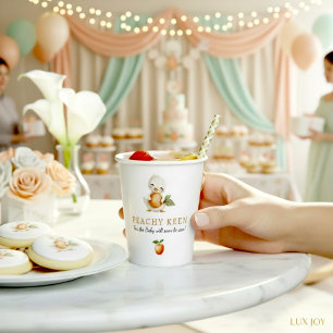 Cute Duckling Peach Baby Shower Drinkware Paper Cups