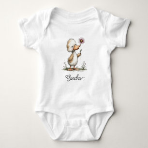 Cute Duckling with Flower Baby Bodysuit