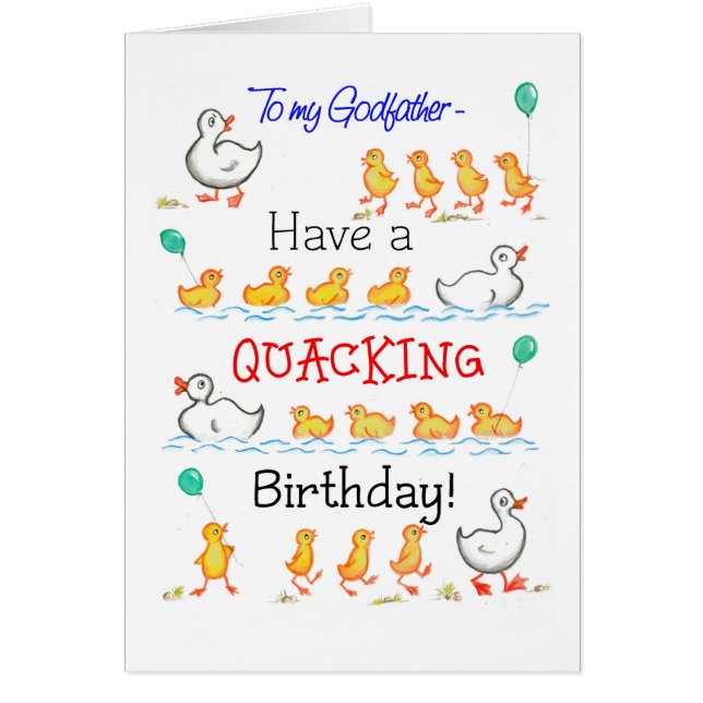 Cute Ducklings Quacking Birthday, for Godfather (Front)