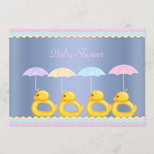 CUTE DUCKS BABY SHOWER INVITATION BLUE 2