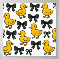 Cute Ducks & Bows Wall Poster – Value Paper